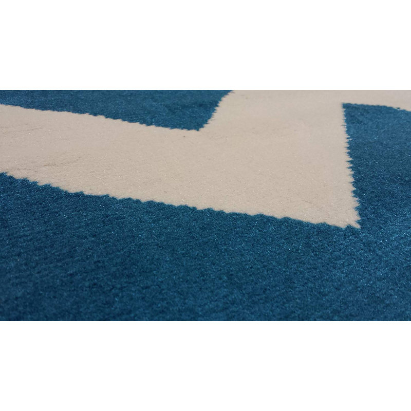 Ebern Designs Vogan Chevron Teal/Yellow Area Rug Wayfair